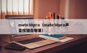 mate30pro（mate30pro声音按键在哪里）