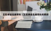 王懿律退出国家队（王懿律退出国家队的原因）