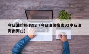 今日油价格表92（今日油价格表92中石油海南海口）